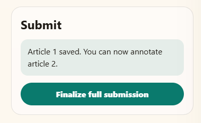 Final submission panel after the article set is completed.